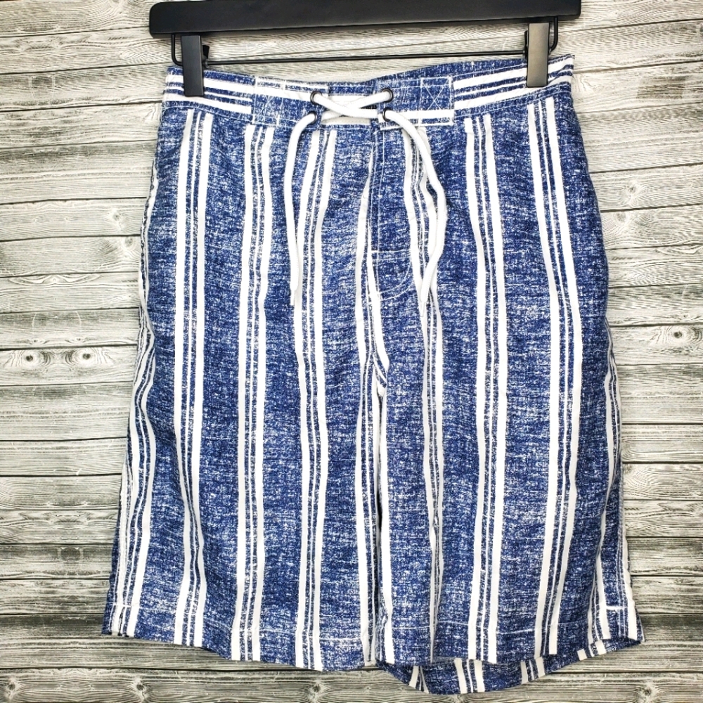 Trunks Surf & Swim Co Blue Striped Swim Trunks Size Small